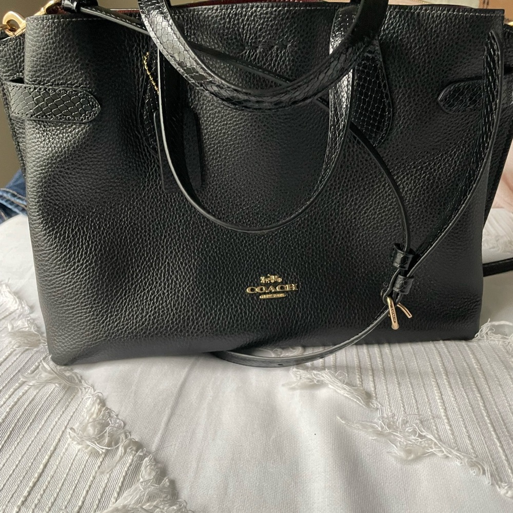 Coach Black Leather Tote Bag